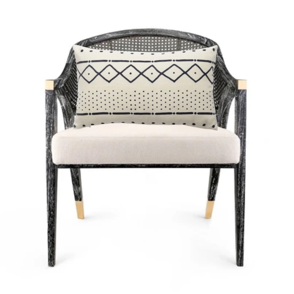 Luxury Home | Boho Aztec Faux Linen Tribal Print Lumbar Throw Pillow Cover